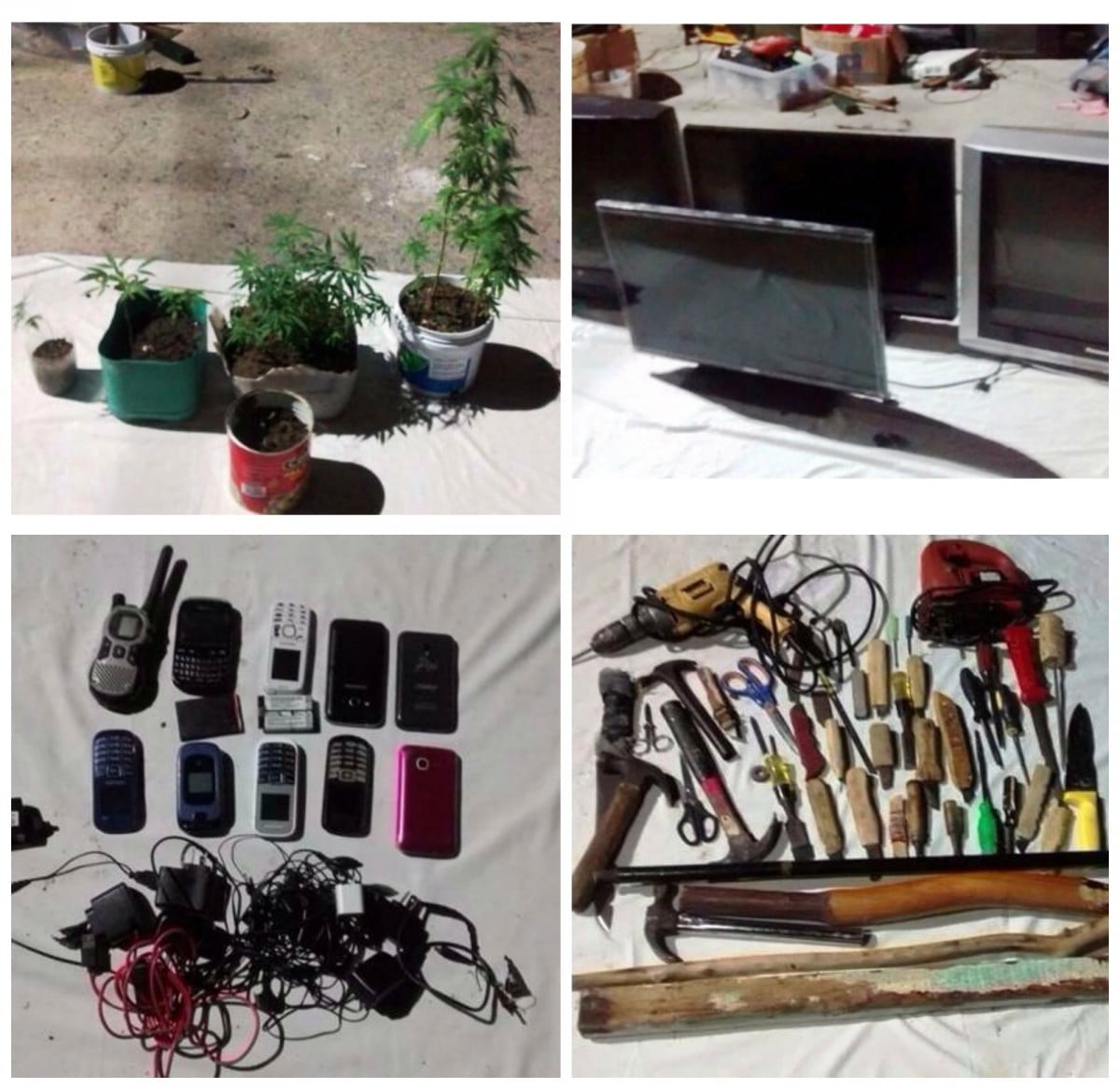 Marihuana, armas blancas y televisiones aseguradas en Cedes Matamoros