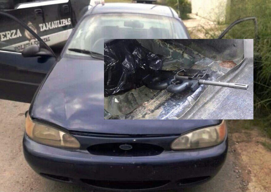 Aseguran vehículo y arma larga en Victoria