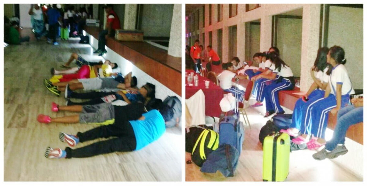Duermen en el suelo niños que participan en Olimpiada Nacional
