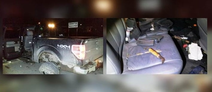 Aseguran arsenal y camioneta blindada en Matamoros