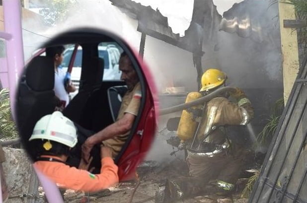 Anciano sufre quemaduras al incendiarse su vivienda