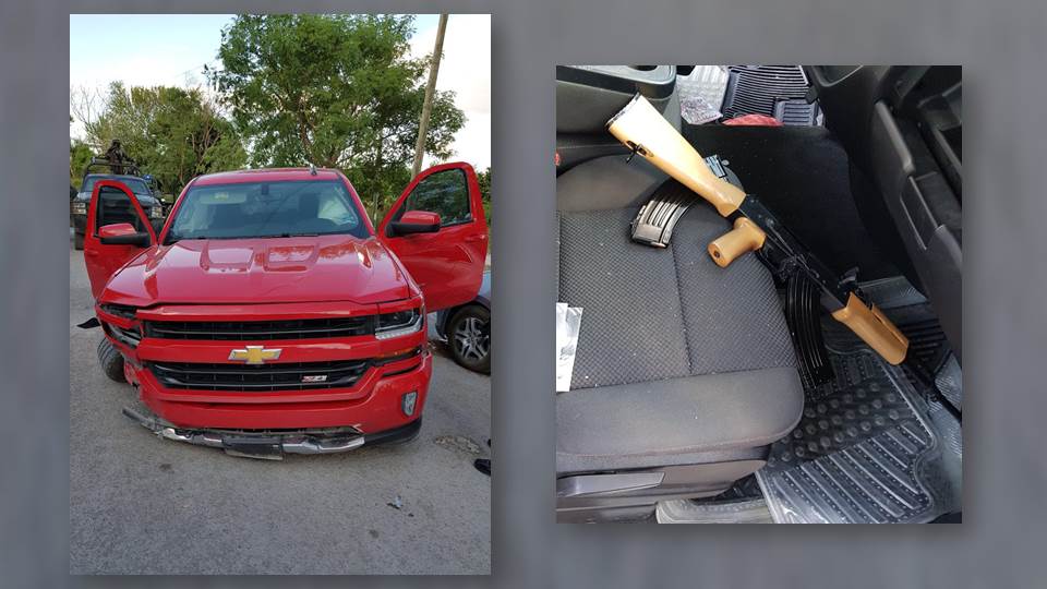 Aseguran vehículos y armas tras agresión en Reynosa