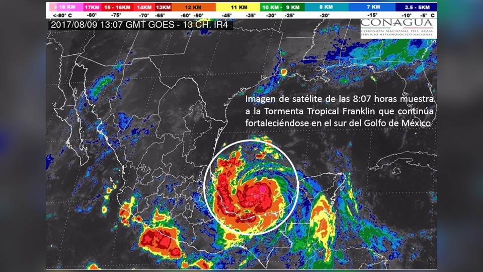 “Franklin” golperaría Veracruz como huracán categoría 1