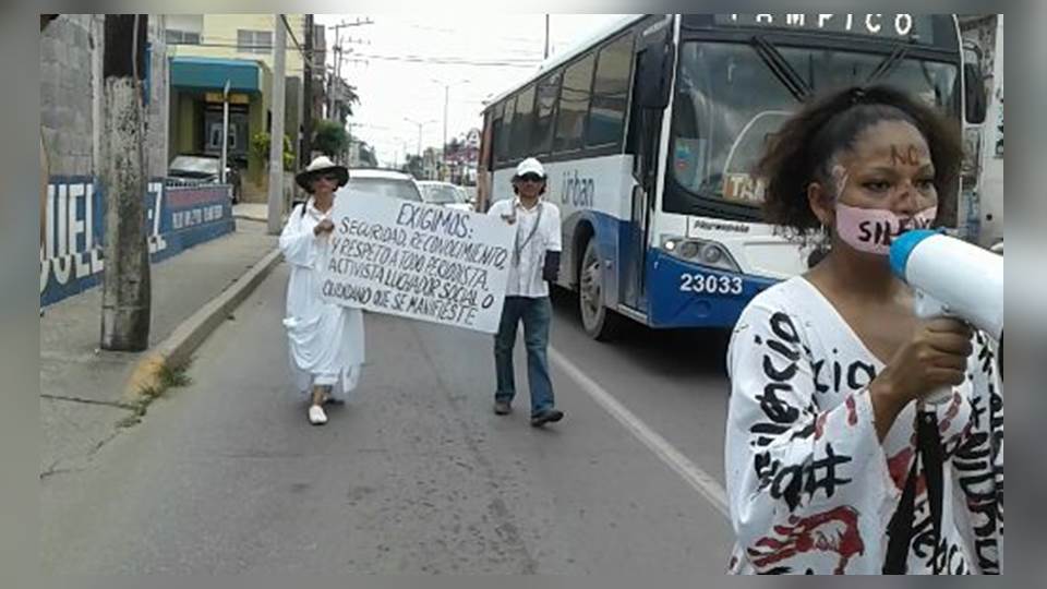 Marcha de activistas pasa por el sur de Tamaulipas