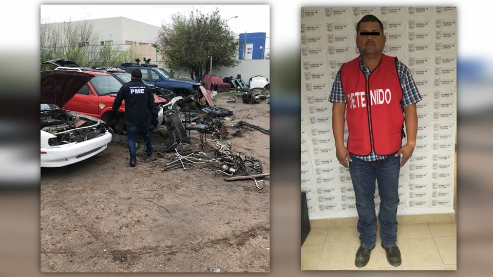 Catean yonke y encuentran automóvil robado, hay un detenido