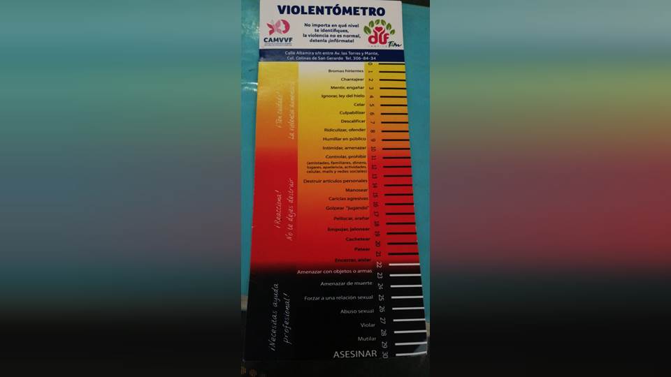 Promueven el Violentómetro, con el que la mujer podrá identificar grado de violencia que padece
