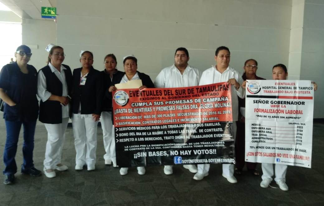 Protestan trabajadores del Hospital Carlos Canseco, exigen pago de bono sexenal