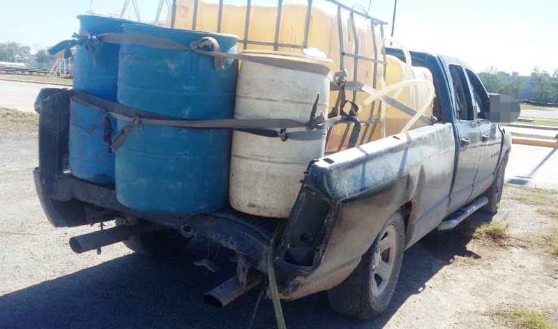 Aseguran en Río Bravo camioneta con 600 litros de combustible ilegal