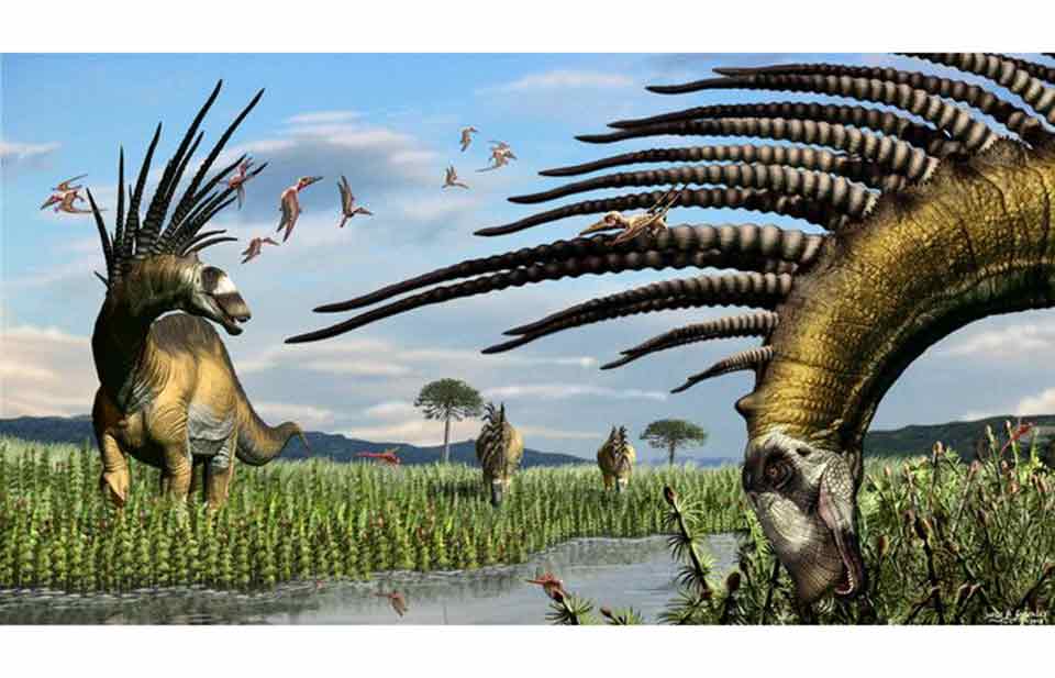 Descubren a dinosaurio que se defendía con espinas gigantes en el cuello