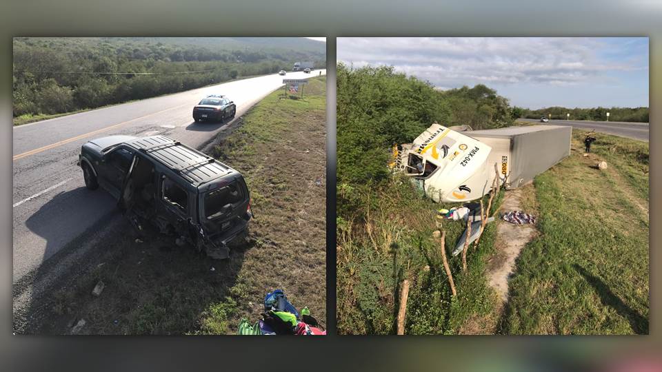 Trailer choca con camioneta en la Victoria-Monterrey, hay 7 lesionados