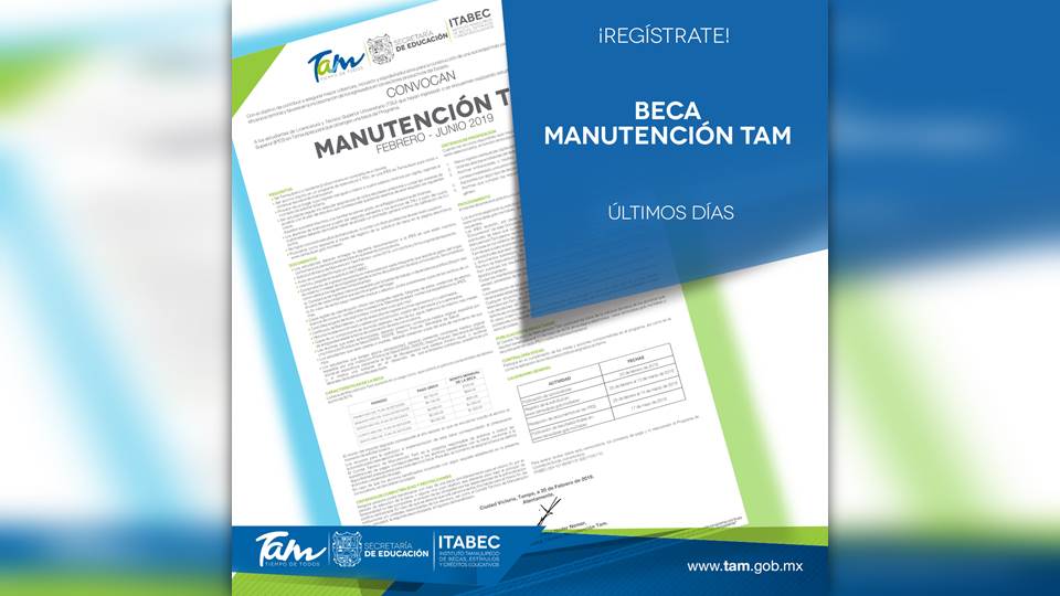 Últimos días para trámite de Beca MANUTENCIÓN TAM FEBRERO-JUNIO 2019