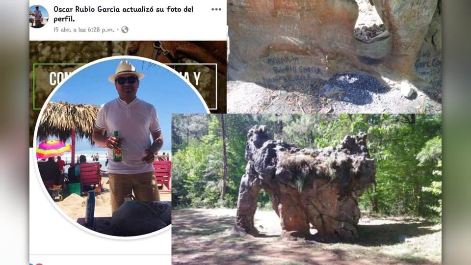 Regio responsable de rayar «Piedra del Elefante», se presenta ante autoridades