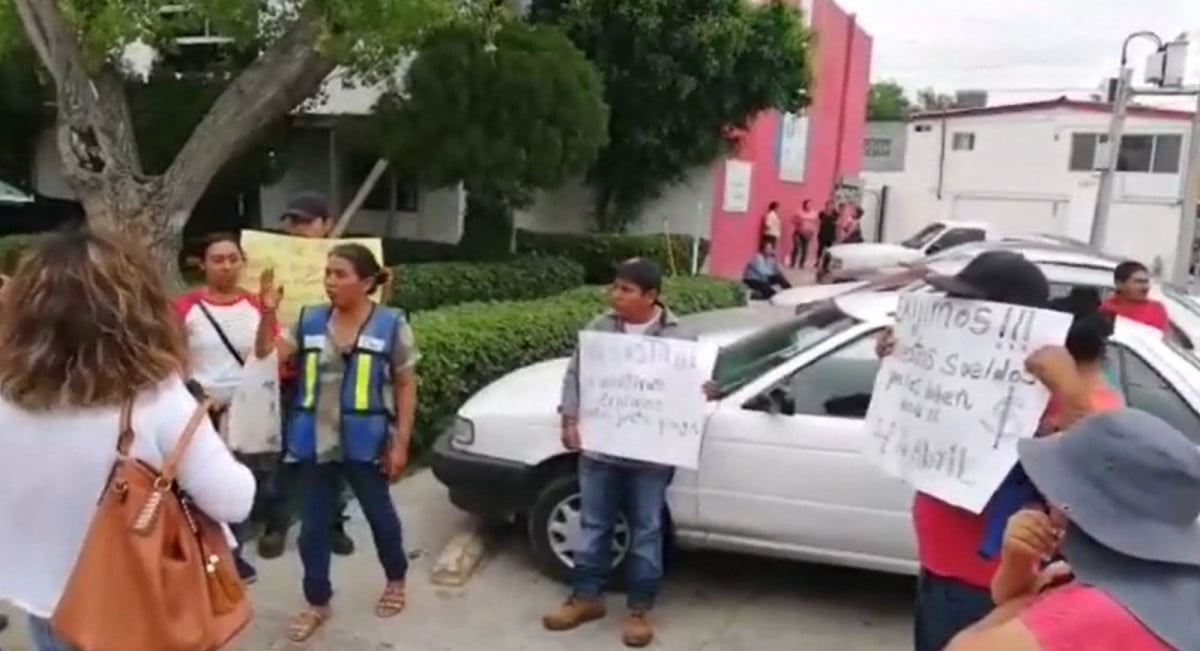 Protestan por segunda ocasión y liberan pago a trabajadores del programa “Unidos por Tamaulipas”