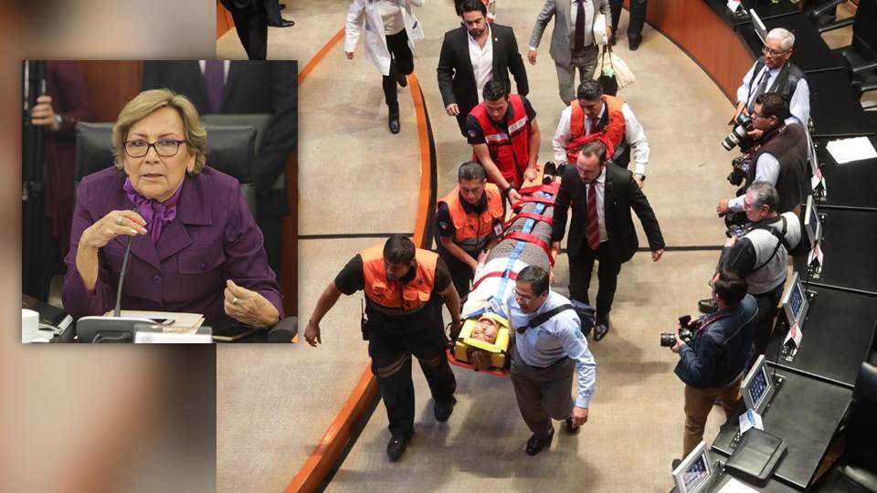 Senadora tamaulipeca sufre caída durante sesión en el Senado