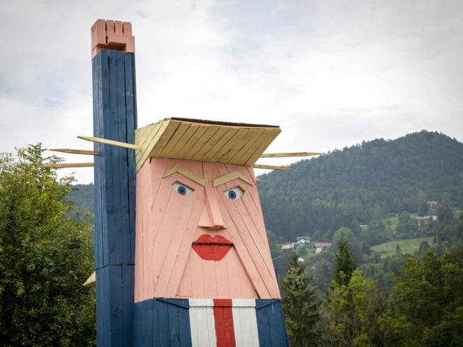 Así luce la polémica estatua de Trump en Eslovenia