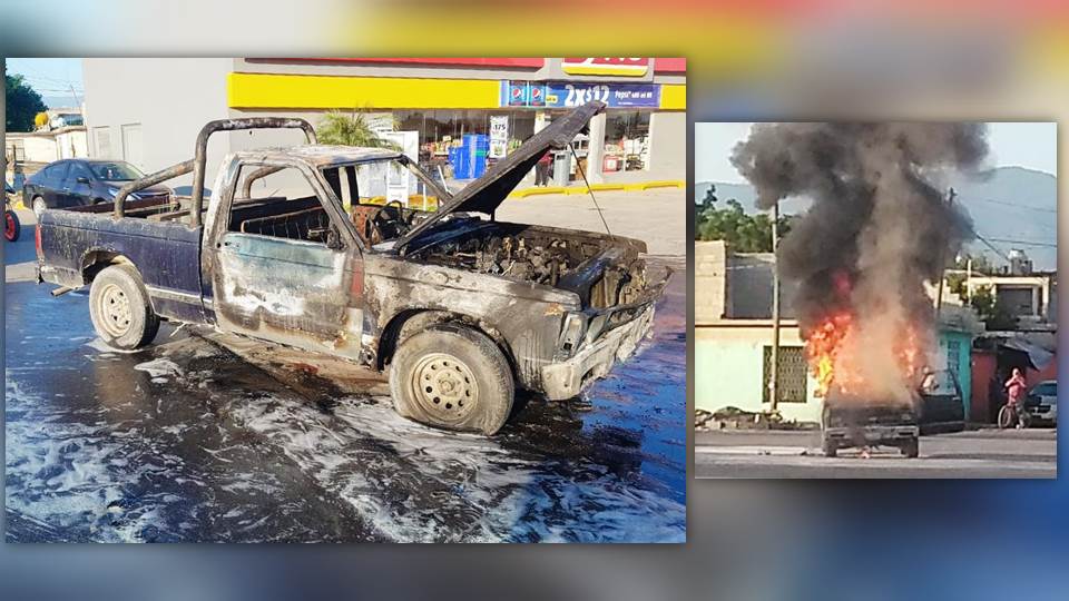 Camioneta se incendia a pocos metros de gasolinería en Victoria