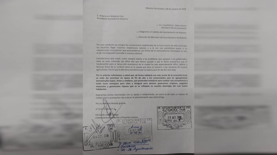 Comercio establecido de Altamira demanda no se extiendan permisos para expos y ferias