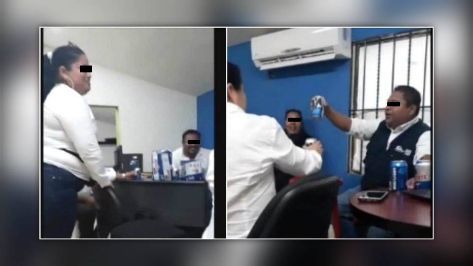 Trabajadores de SEBIEN Altamira fueron dados de baja, luego de ser grabados bebiendo en la oficina