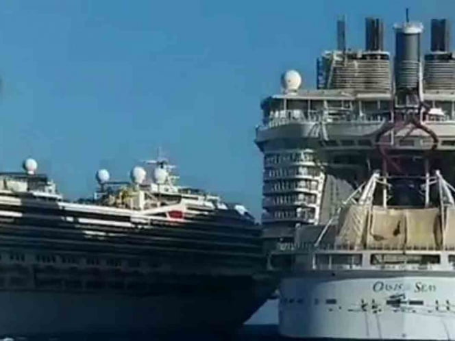 Cruceros chocan en Cozumel por mal tiempo