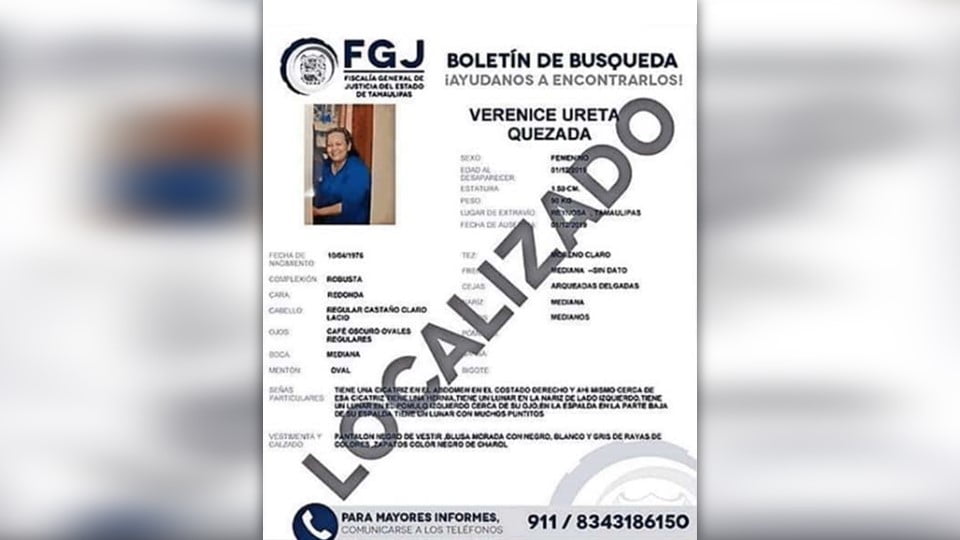 Localizan en Nuevo León a mujer reportada como desaparecida en Tamaulipas