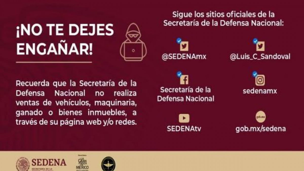 La Secretaría de la Defensa Nacional denuncia páginas apócrifas