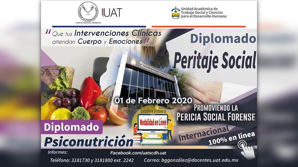 Impartirá UAT en línea diplomados en Peritaje Social y Psiconutrición