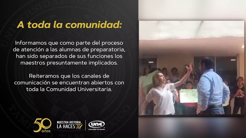 Revira UNE; separa de sus funciones a maestros señalados de presunto acoso a estudiantes de prepa