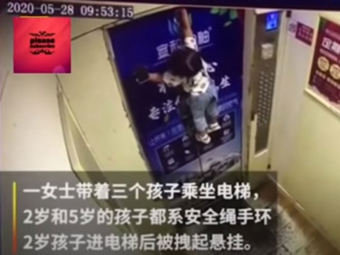 Niña queda enganchada en elevador; cámara capta el momento