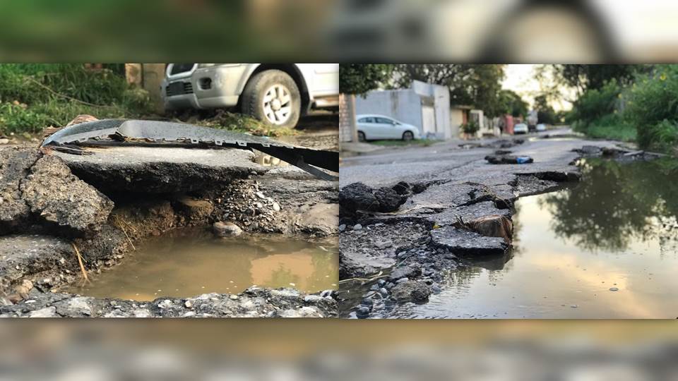 Calle Ébano de Las Flores, una de las tantas olvidadas por el Gobierno de Victoria, peligro latente de socavones