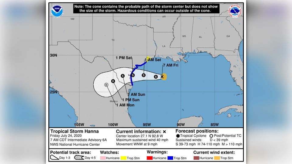 Pronostican lluvias para Tamaulipas este fin de semana, ante el paso de “Hanna”