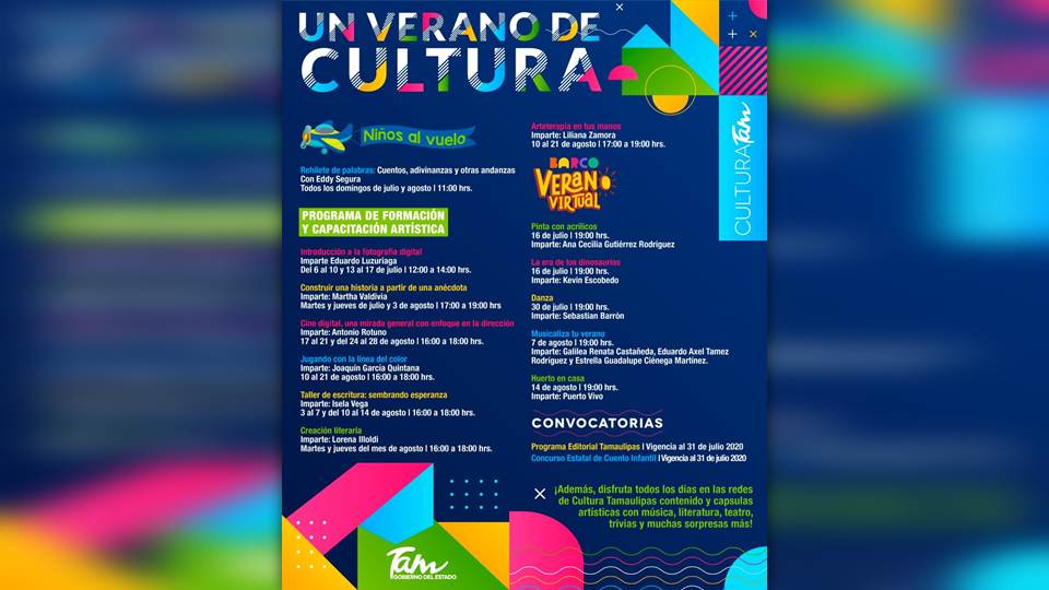 Cultura Tamaulipas prepara un verano cultural en línea