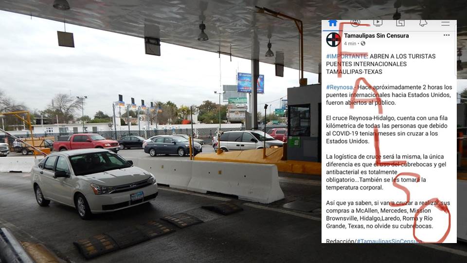 Falsa la apertura de puentes internacionales, sigue alerta por COVID-19
