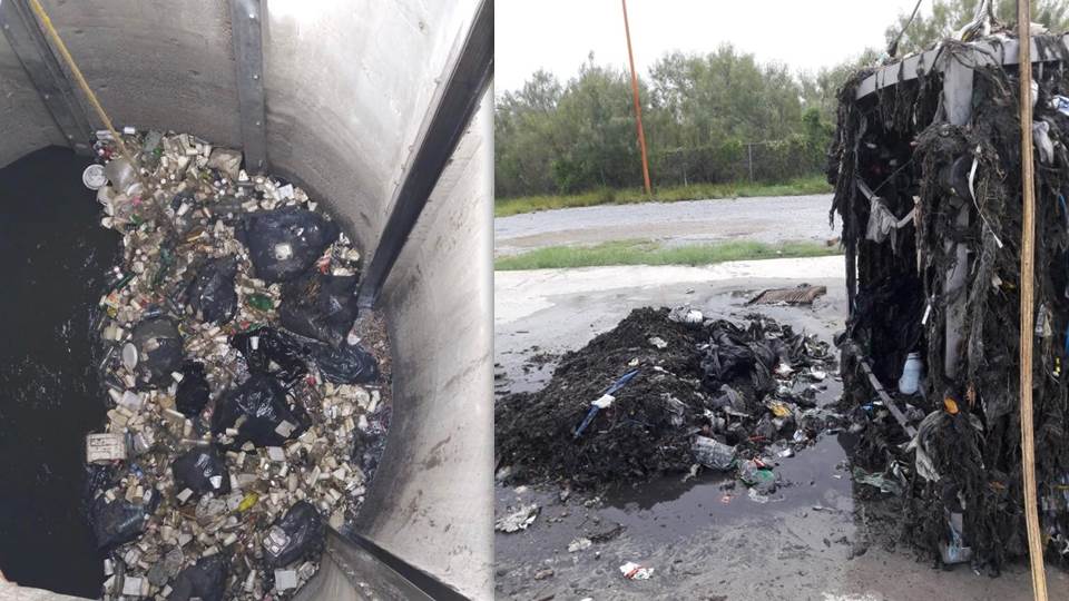 Retira COMAPA 8 toneladas de basura de plantas de tratamiento y drenaje en Nuevo Laredo