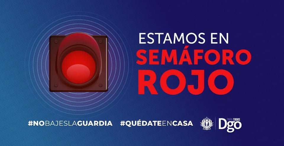 Durango regresa a semáforo rojo por aumento de casos Covid