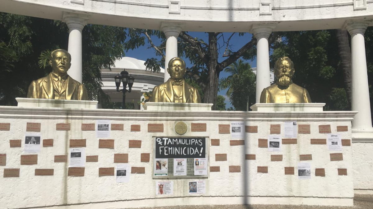 Colocan nombres de víctimas de feminicidio y desparecidas en Tamaulipas; buscan visibilizarlas