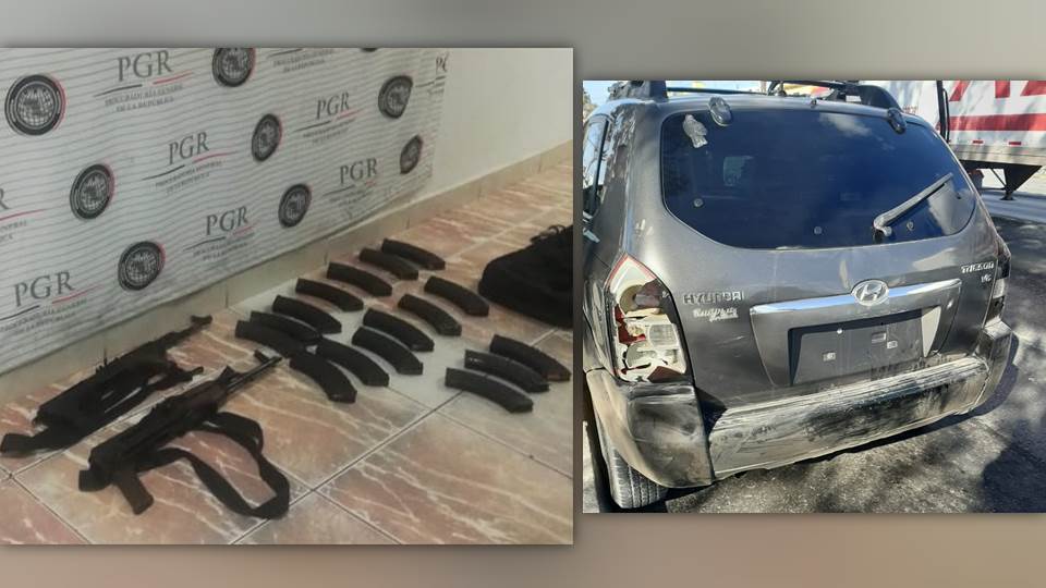 Detienen a dos sujetos fuertemente armados tras persecución en Matamoros