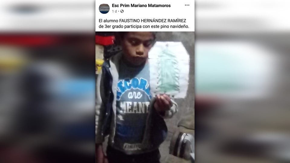Se burlan de su dibujo navideño y se hace viral en redes sociales alumno de la zona rural de Altamira