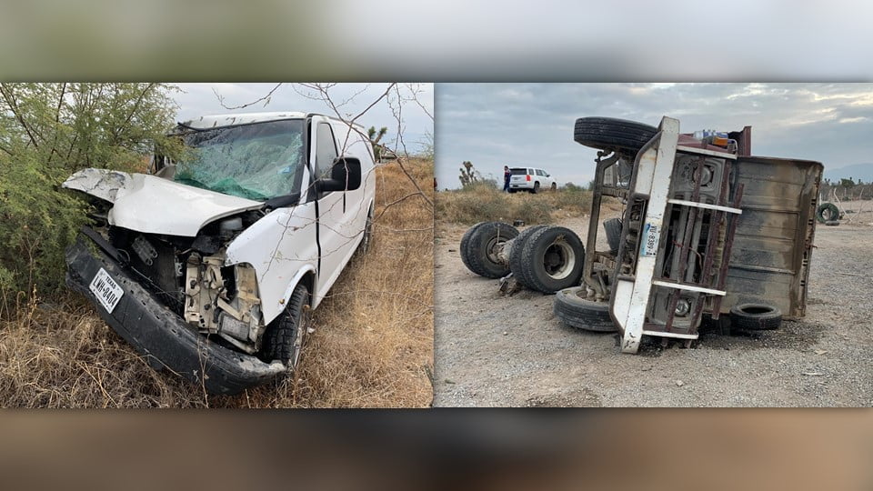 Chocan con camión de volteo y se salvan de milagro en la Victoria-Jaumave
