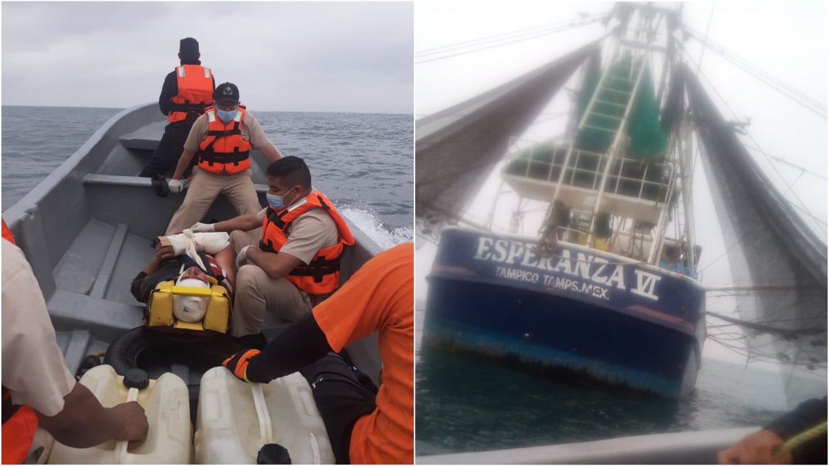Armada de México realiza evacuación medica marítima de un tripulante herido en altamar