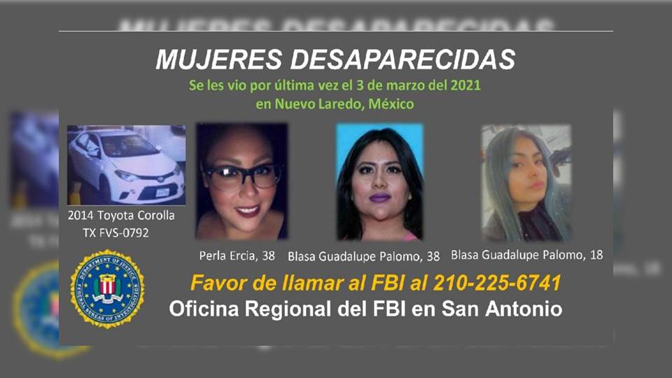 FBI busca mujeres desaparecidas en Nuevo Laredo