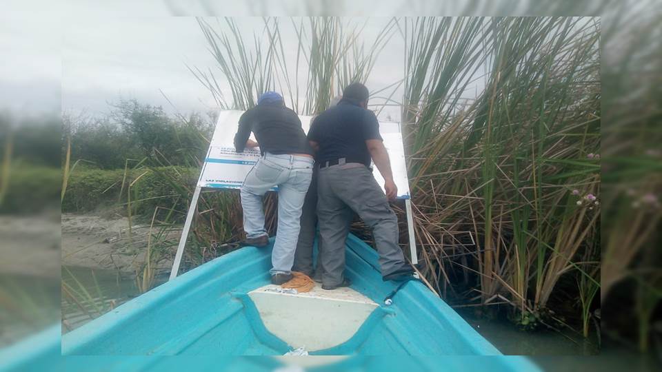 Letreros colocados en Laguna la Escondida en Tampico no fueron autorizados por Conapesca ni Semar; ya fueron retirados