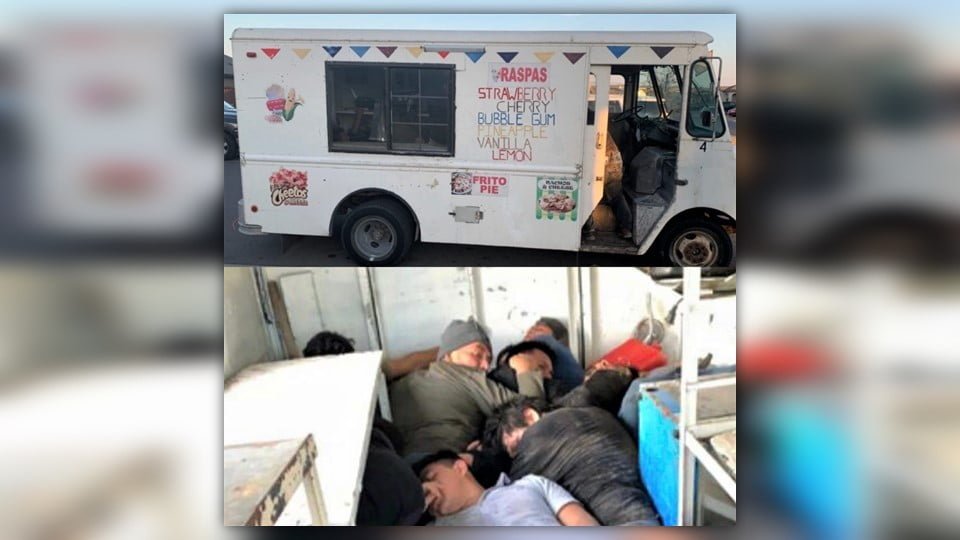 Transportaban ilegales en vez de nieve en camión de helados en Laredo Texas