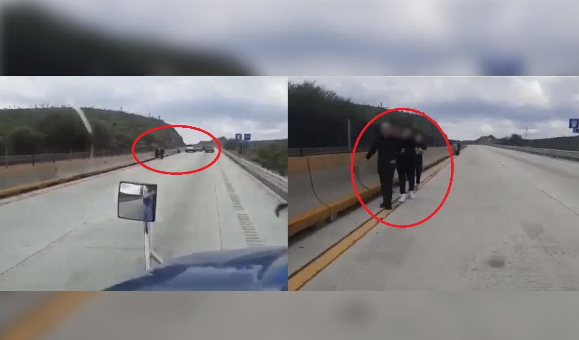 Captan momento en que familia es despojada de su camioneta en la carretera Monterrey-Nuevo Laredo