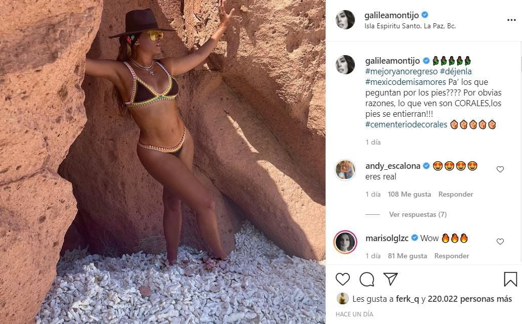 Critican a Galilea Montijo por foto en bikini
