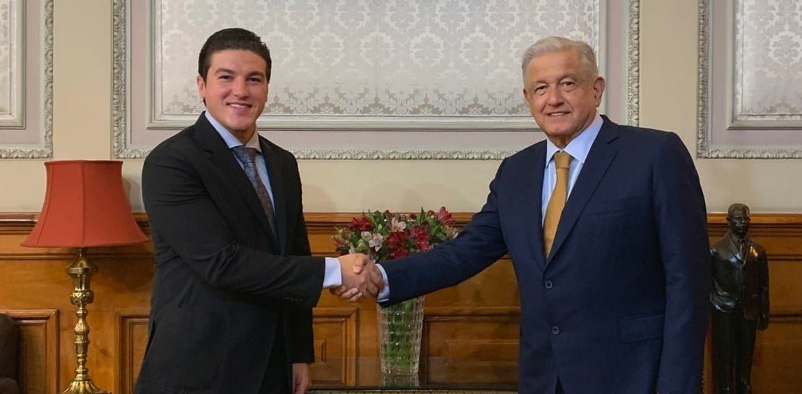Se reúnen AMLO y Samuel García en Palacio Nacional