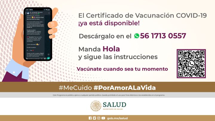Puedes descargar vía whatsapp tu certificado de vacunación; aquí te decimos como