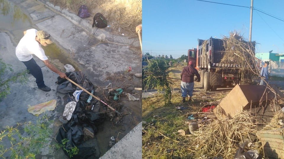 40 toneladas de maleza y basura son retiradas de drenes en Nuevo Laredo