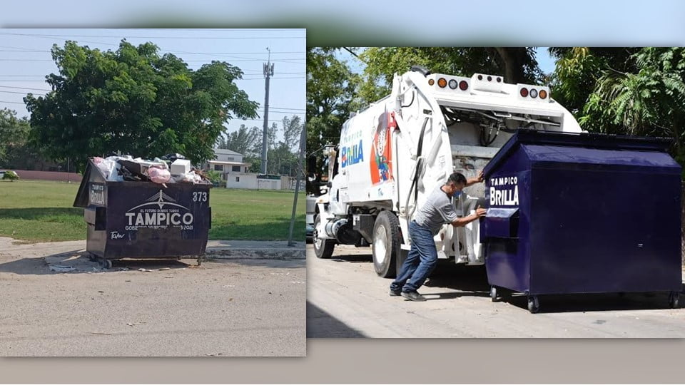 Vandalizan contenedores de basura en Tampico; les prenden fuego