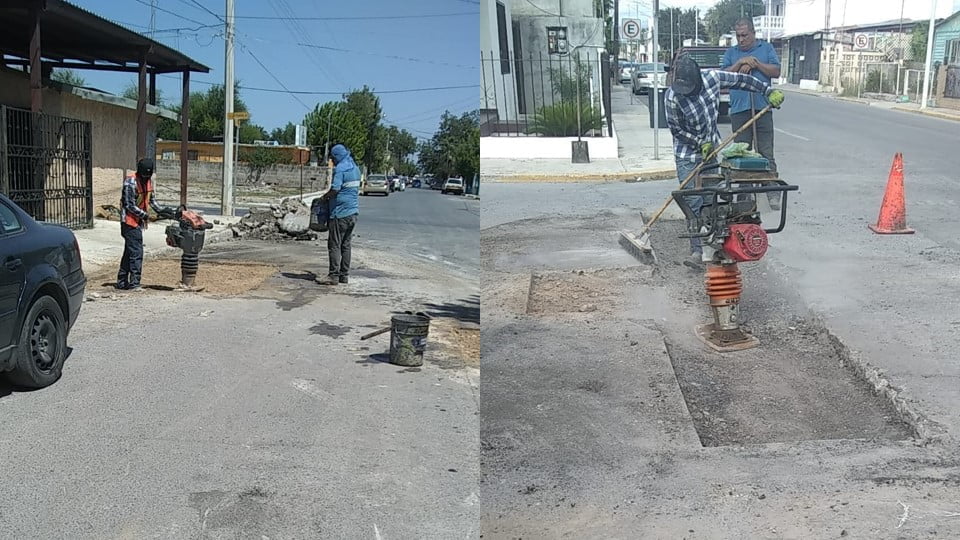 Intensifican bacheo en colonias  Hipódromo, Viveros y Reservas en Nuevo Laredo