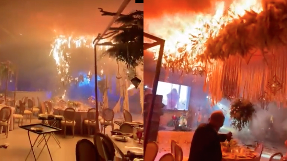 Captan en video el momento en que un incendio arruina una boda en Torreón